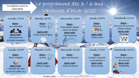 Programme Dactivit S Plan Te Loisirs